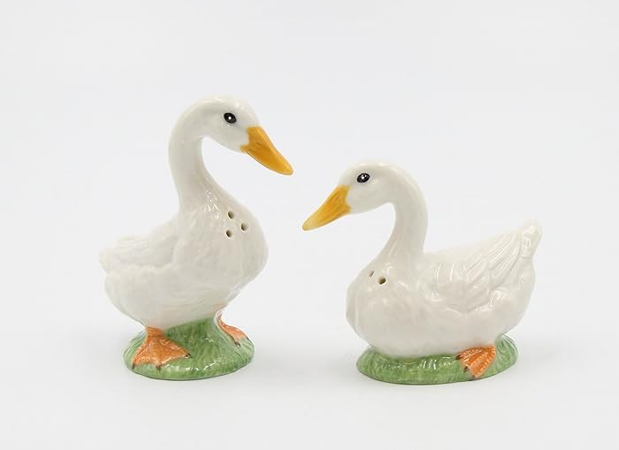 Fine Porcelain White Goose Duck Couple Salt & Pepper Shakers Set, 3-3/8" H | Amazon (US)