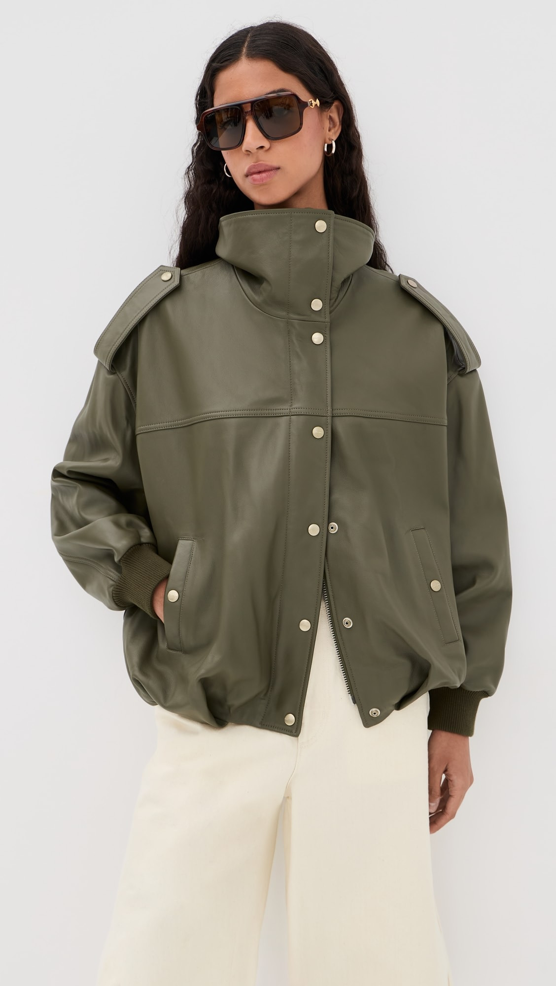 Smooth Leather Bomber Jacket | Shopbop