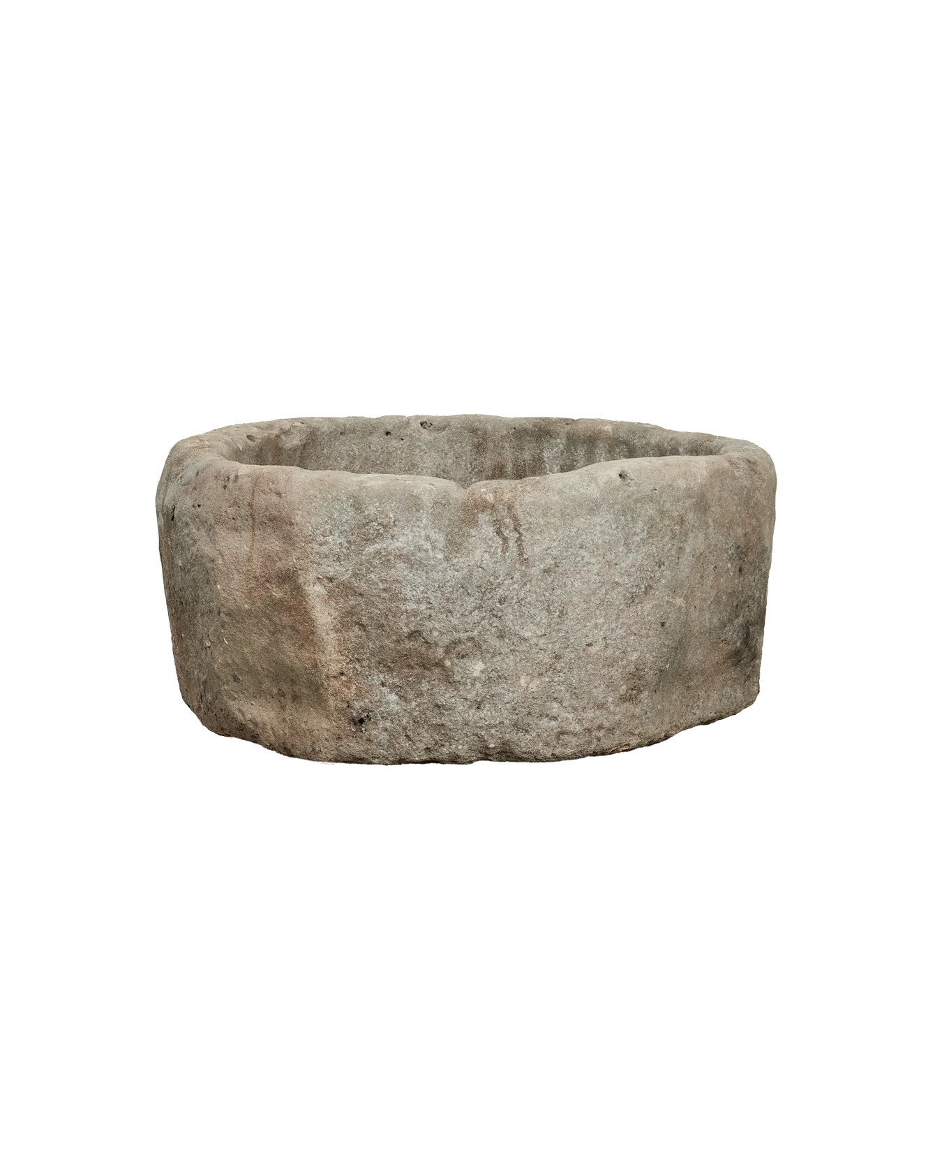 Olive Ateliers Vintage Limestone Trough - Round from Indonesia - Planters, Fountains, & Water Fea... | Olive Ateliers