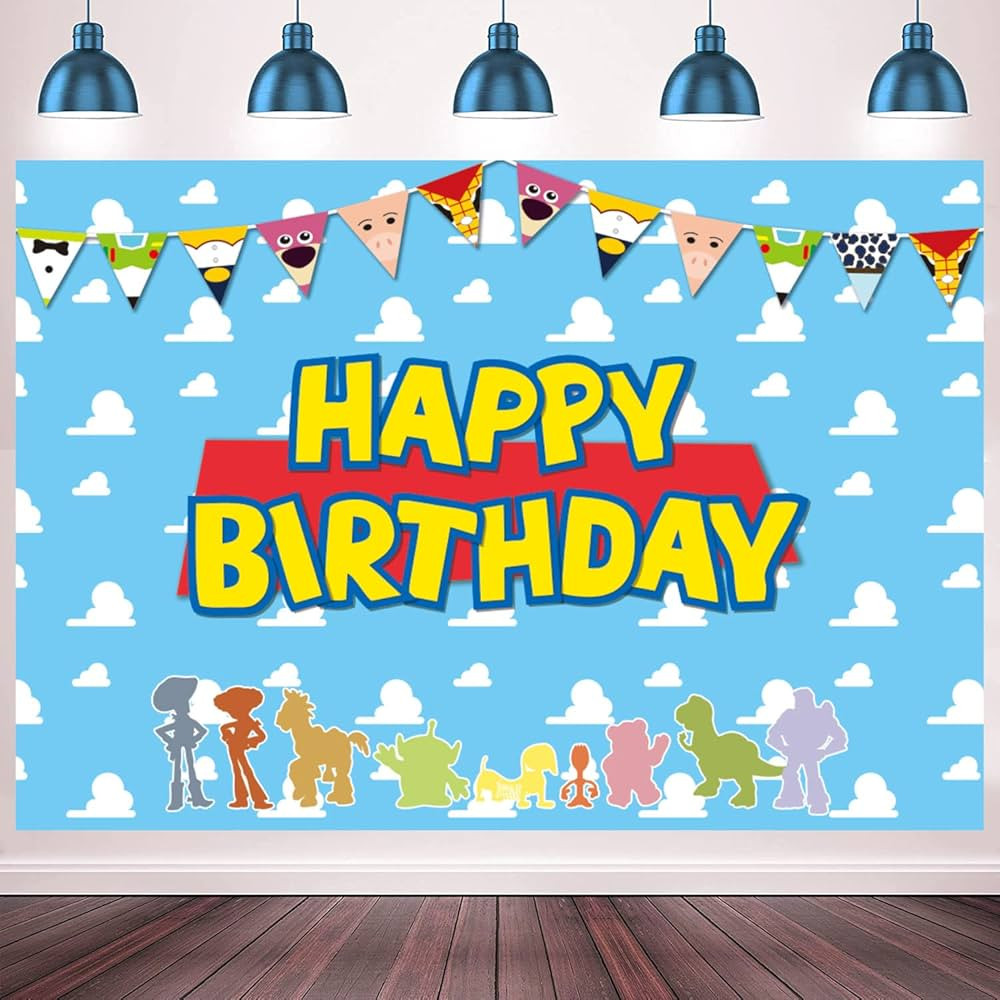 7x5ft Toy Inspired Story Backdrop Infinity and Beyond Birthday Decorations Blue Sky White Cloud B... | Amazon (US)