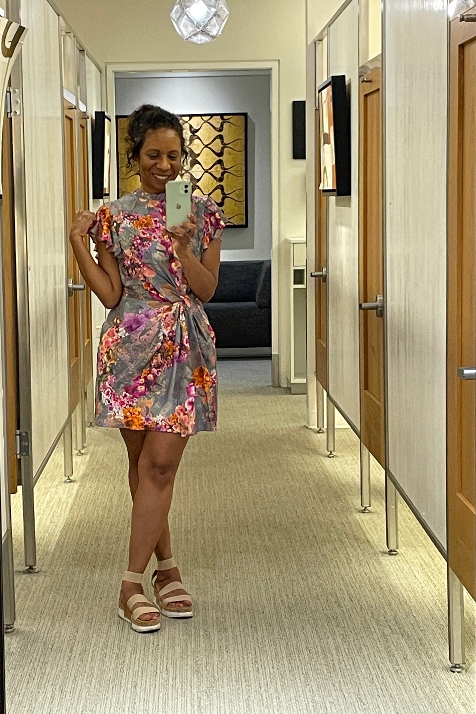 I think the print makes this dress a perfect piece for transitioning from summer to fall, but is it too short to be modest?  My stylist suggested wearing an open-front cardigan to counter the length of the dress.  What do you think?  Would you wear it? #modestfashion #modeststyle

#LTKstyletip #LTKFind #LTKSeasonal