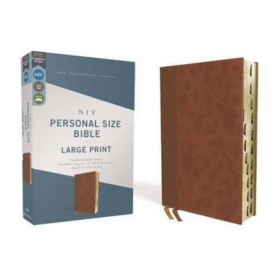 Niv, Personal Size Bible, Large Print, Leathersoft, Brown, Red Letter, Thumb Indexed, Comfort Print - by  Zondervan (Leather Bound) | Target