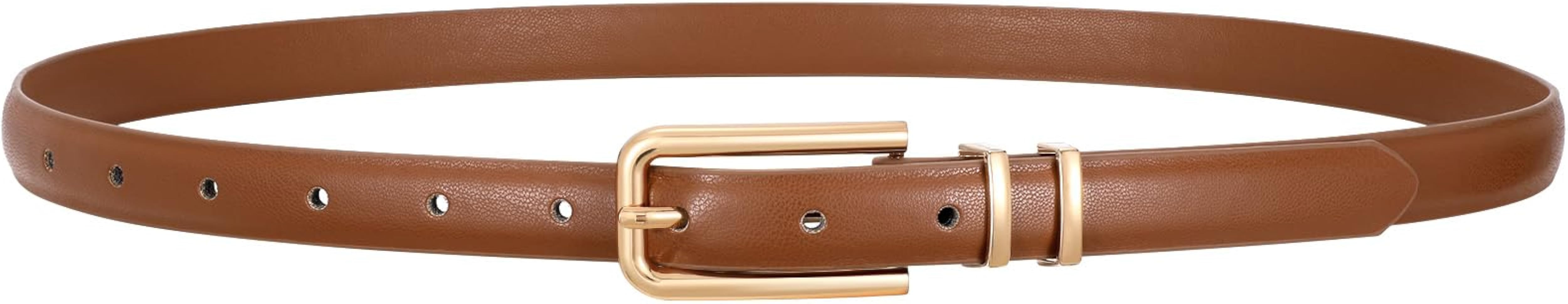 Women Skinny Leather Belt Thin Waist Belt for Women Jeans Dress Fashion Ladies Belt with Gold Buc... | Amazon (US)