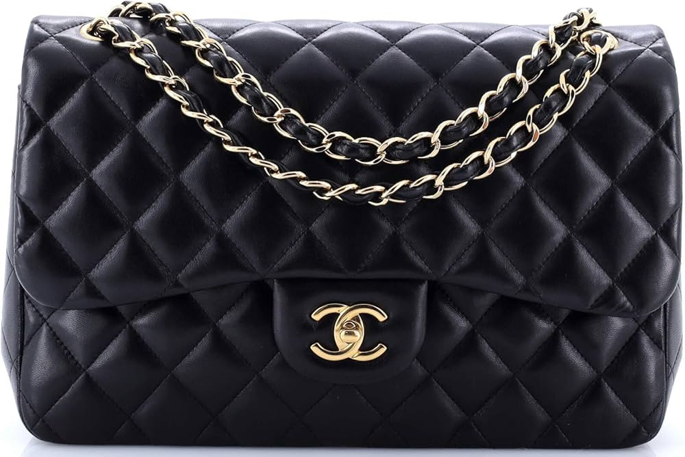 Amazon.com: Chanel, Pre-Loved Classic Double Flap Bag Quilted Lambskin Jumbo, Black : Amazon Luxu... | Amazon (US)