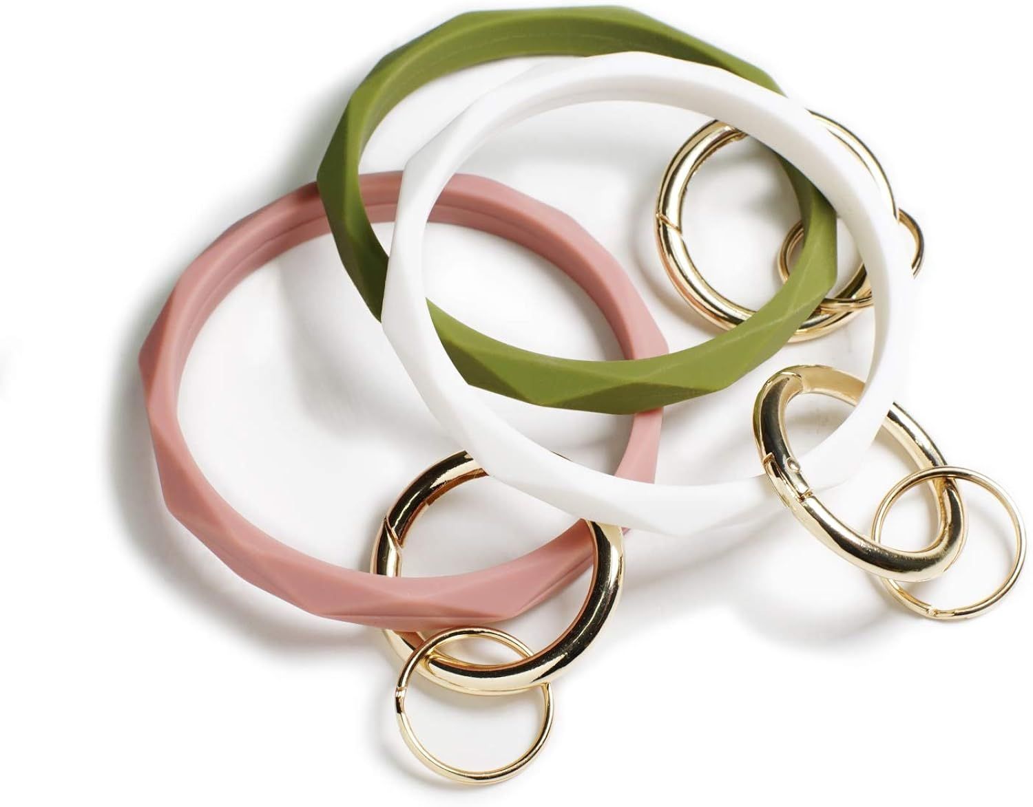 Mymazn Silicone Bangle Key Ring Bracelet Keychain holder for Women Girls Gift Wristlet Round Keyr... | Amazon (US)