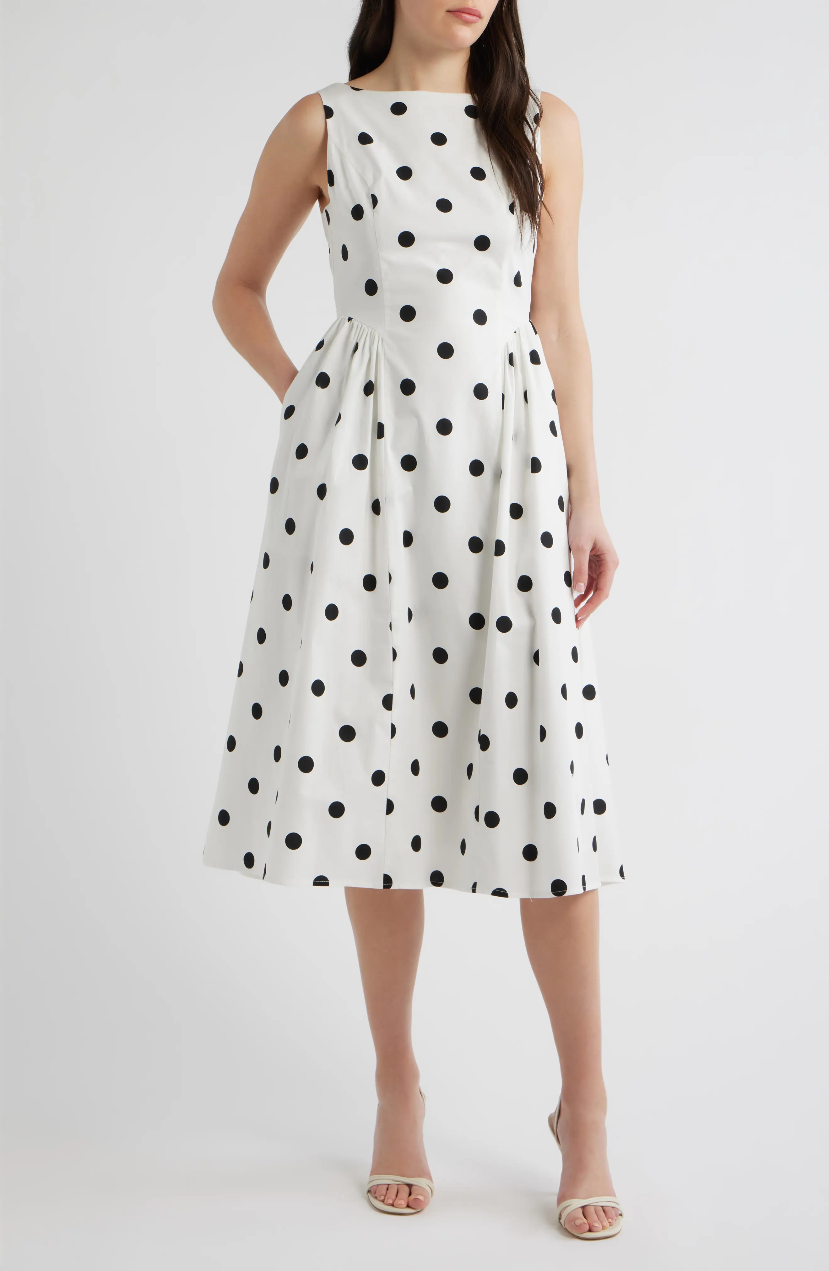 Sam Edelman Polka Dot Sleeveless Stretch Cotton Dress (Women) | Nordstrom | Nordstrom