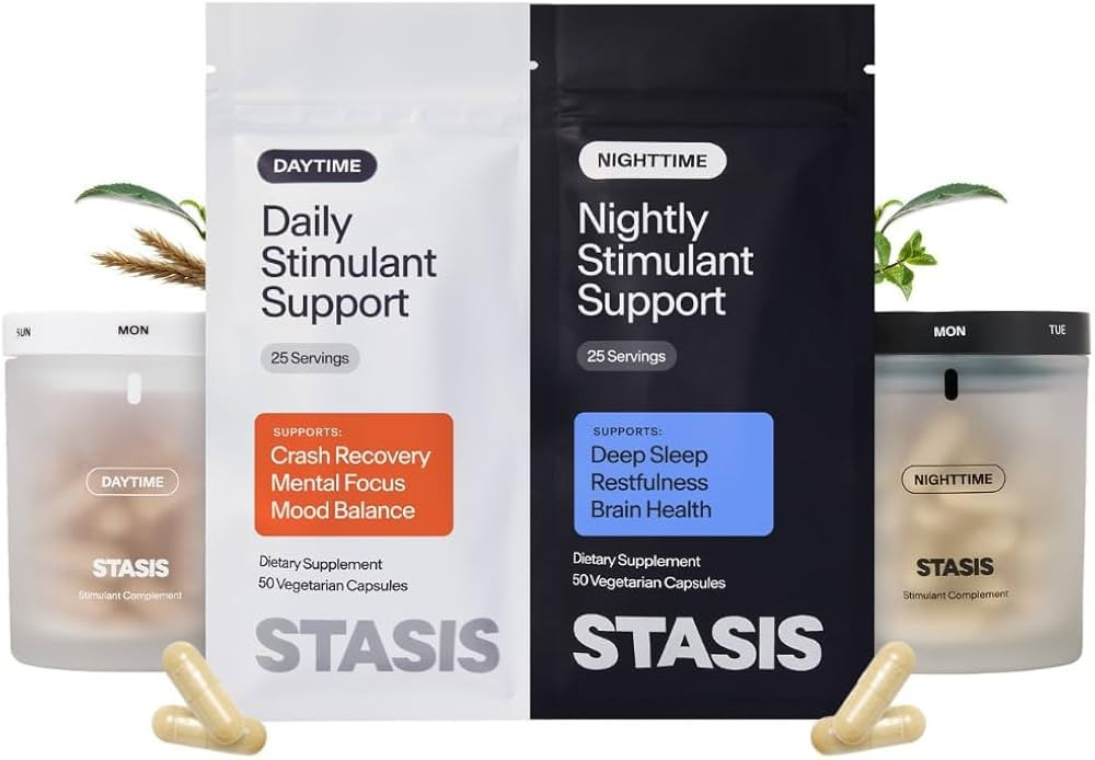 STASIS Day & Night Stimulant Support Supplement Complete Kit, 50ct | Amazon (US)
