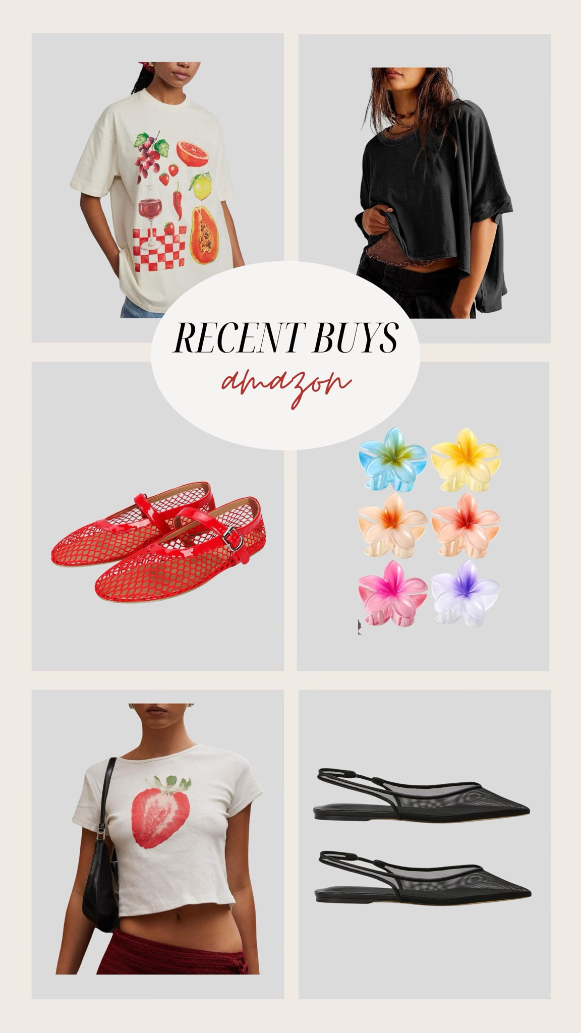 Recent Amazon purchases 🤍 these tees are all so soft and affordable! The black tee is such a good free people dupe and comes in a bunch of colors 🙌🏼

Amazon find, Amazon fashion, graphic tee, cropped tee, oversized tee, mesh flats, red flats, flower hair clip, teen girl gift, gift for her, summer outfit, casual outfit, Christine Andrew 

#LTKStyleTip #LTKFindsUnder50 #LTKShoeCrush