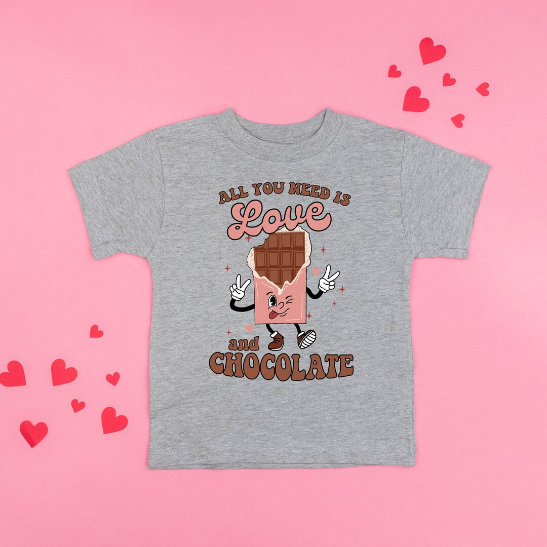 All You Need is Love and Chocolate Short Sleeve Child Shirt Valentine's Day Outfit Valentine Grap... | Etsy (US)