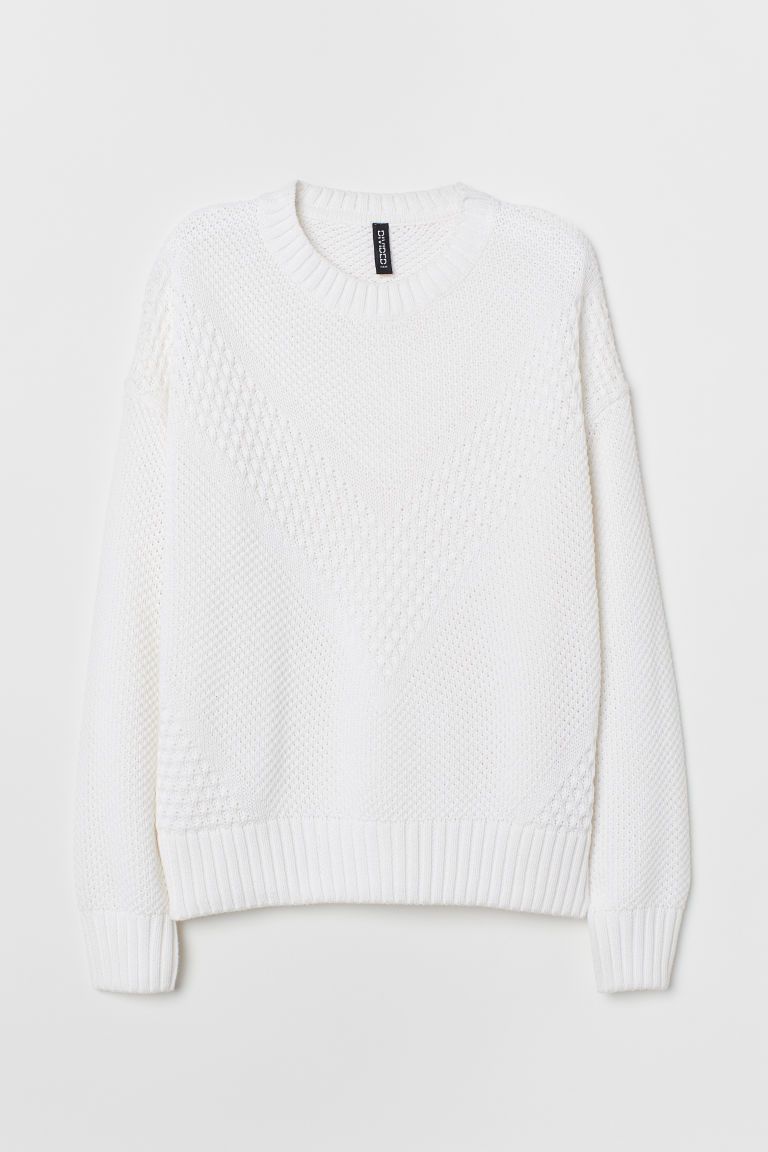 H & M - Textured-knit Sweater - White | H&M (US)