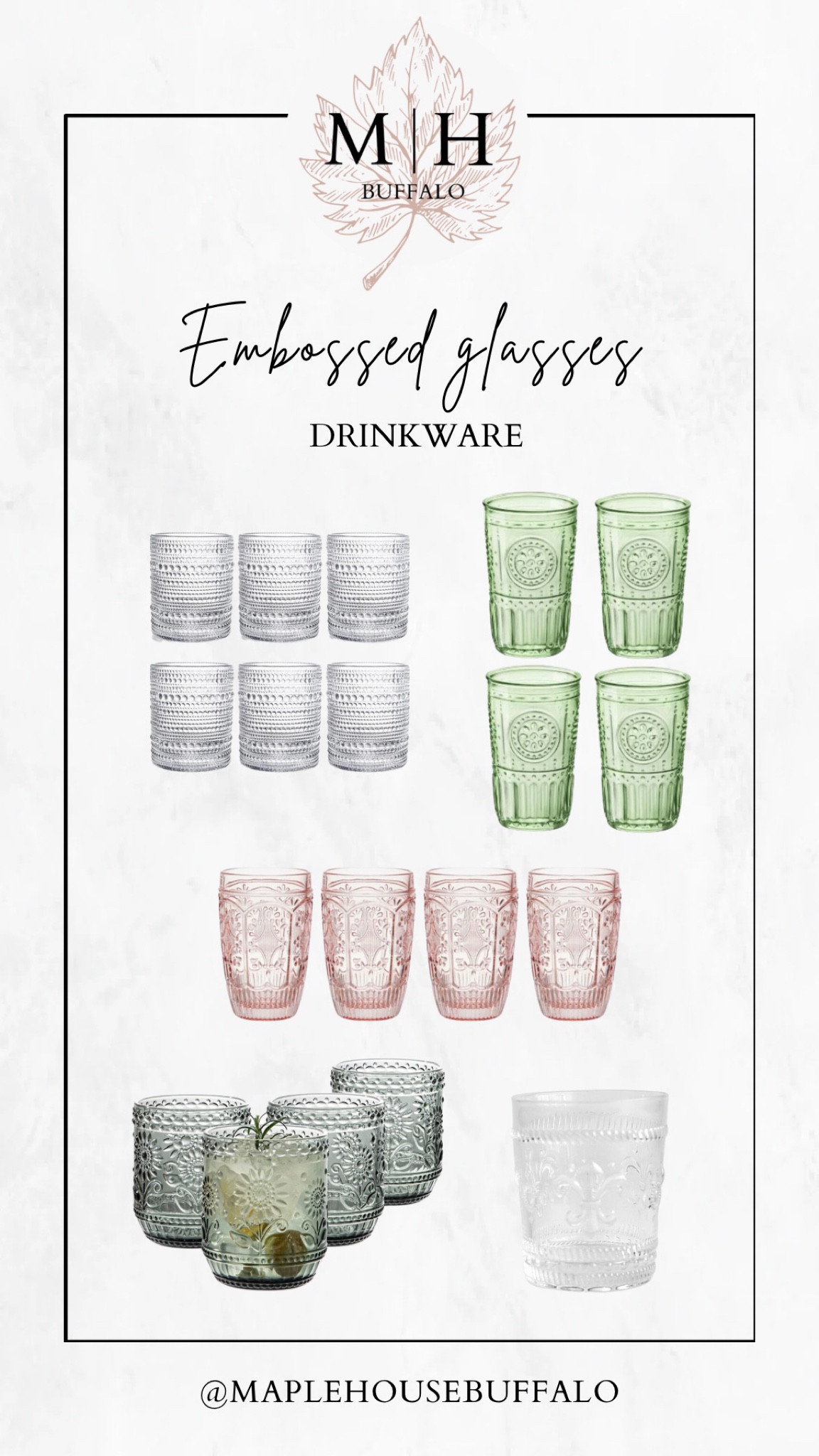 Embossed glasses - highball glasses - tumblers - drink water - similar to the Target Dollar Spot glasses in our dry bar! 

#LTKhome #LTKunder50 #LTKFind
