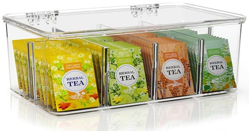 Utopia Home - Tea Bag Organizer With Lids, (1 Pack) Clear Pantry Storage Box - Stackable Partition Organizers or Holder With Lids For Drawers, Countertops, Fridge, Kitchen, Snack & Spice Organization | Amazon (US)