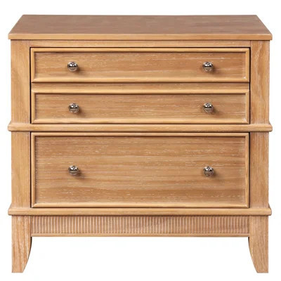 Hazel Fully Assembled 3-Drawer Farmhouse Wood Nightstand Side Table for Bedroom Living Room | Wayfair North America