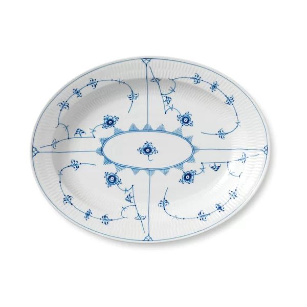 Royal Copenhagen White/Blue Fluted Plain Oval Platter | Wayfair Professional