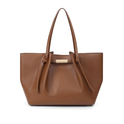 JQWSVE Faux Leather Tote Bag for Women Designer Shoulder Handbags Large Capacity Work Tote Bag Trendy Luxury Hobo Handbag (Brown) | Amazon (US)