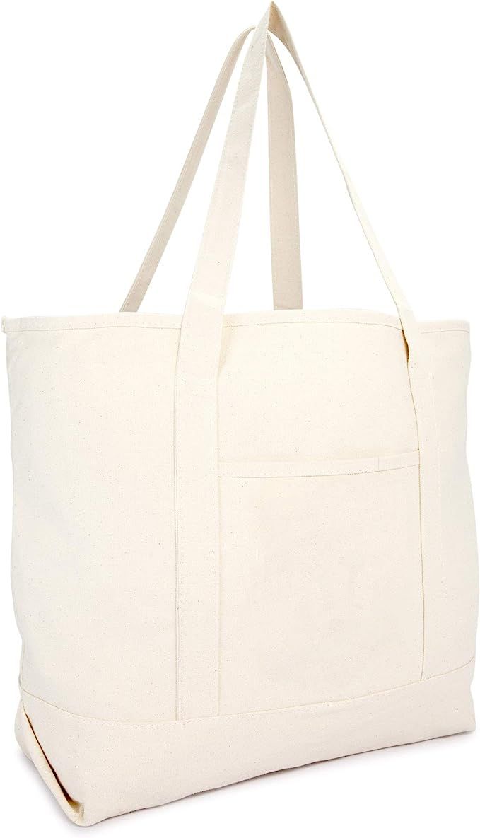 22" Open Top Heavy Duty Deluxe Tote Bag with Outer Pocket | Amazon (US)