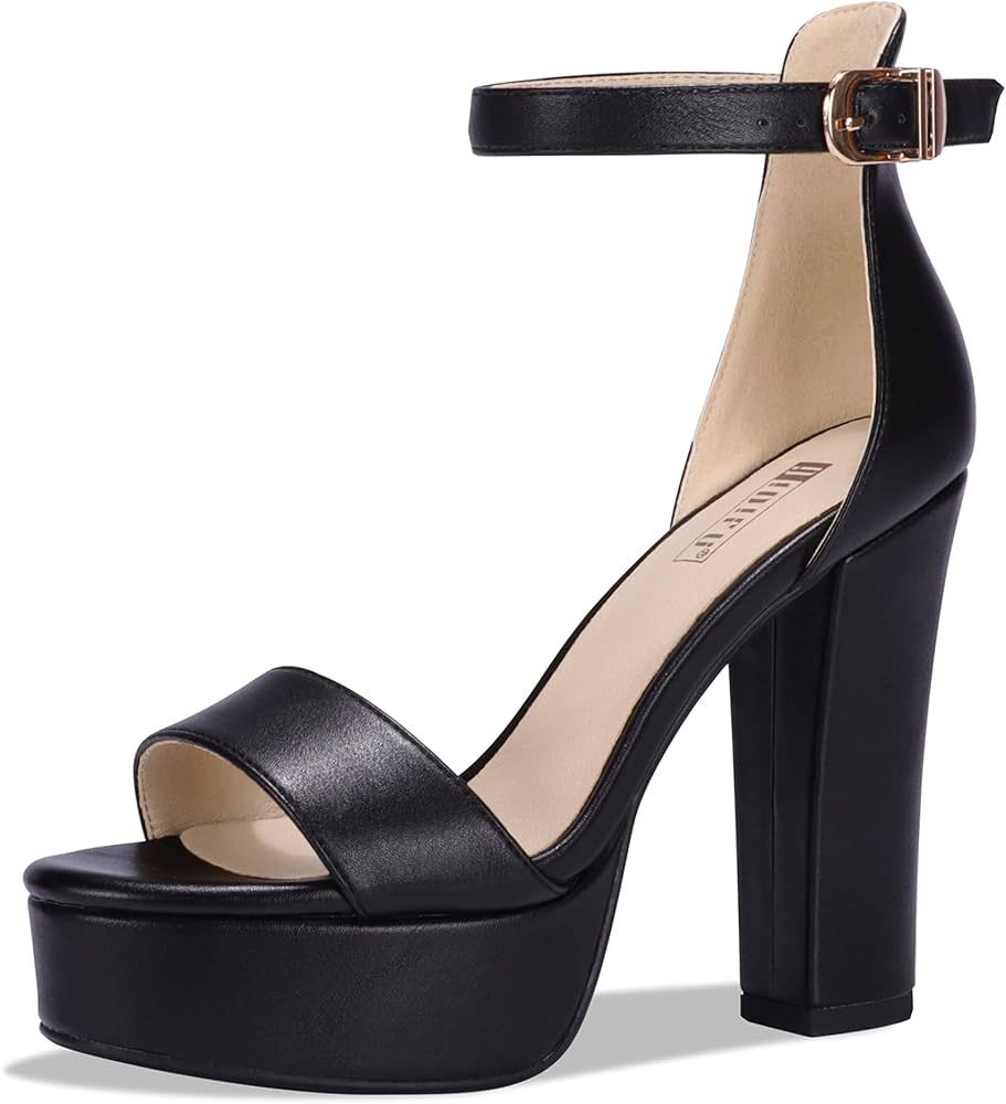 IDIFU Women's Platform Chunky High Heel Sexy Sandals Ankle Strap Open Toe Heeled Shoes for Weddin... | Amazon (US)