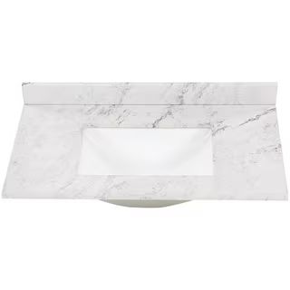 Home Decorators Collection 37 in. W x 22 in. D Engineered Stone Composite White Rectangular Singl... | The Home Depot