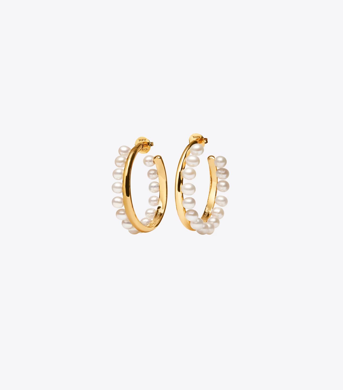 Pearl Fringe Hoop Earring: Women's Designer Earrings | Tory Burch | Tory Burch (US)