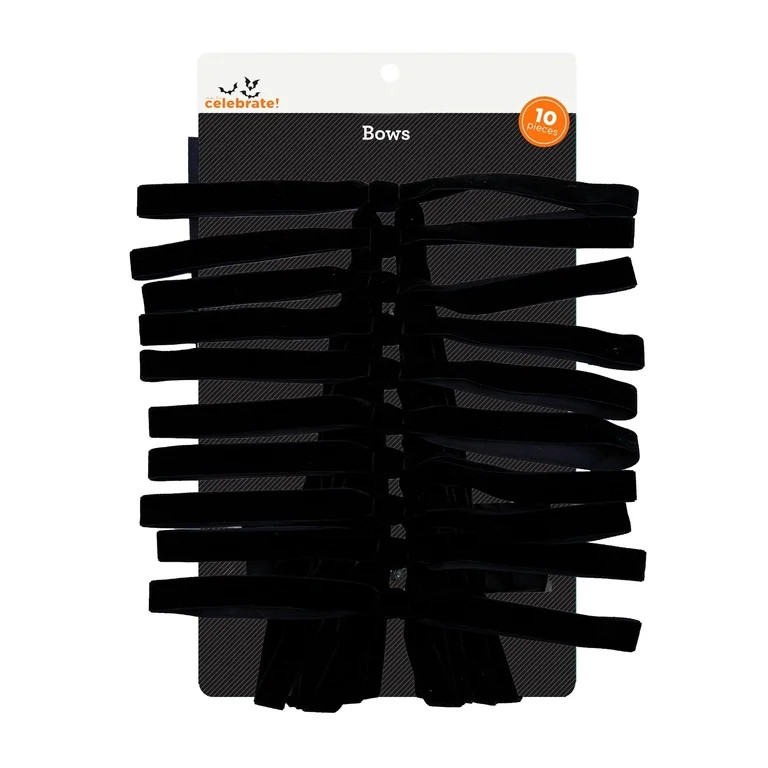 Black Velvet Decorative Bows, 16", 10 Count, Halloween by Way To Celebrate | Walmart (US)