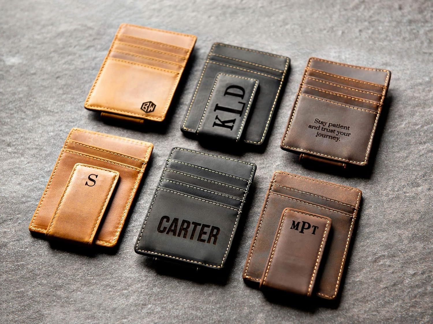 Personalized Leather Magnetic Money Clip The Sanibel by Left Coast Original | Amazon (US)