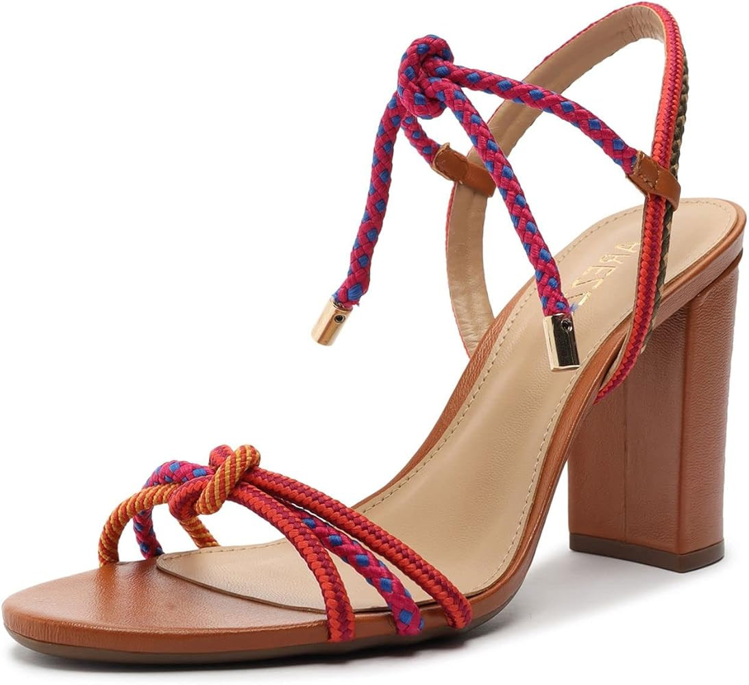 Arezzo Women's Camila Lace Up Strappy Chunky Heel Sandal | Amazon (US)