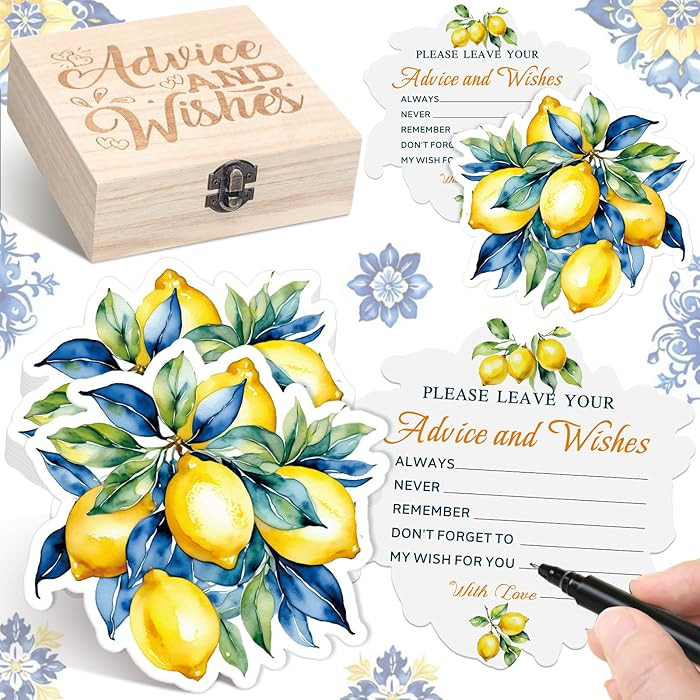 50 Pcs Lemon Advice & Wishes Cards for the Mr & Mrs Amalfi Coast Party Decorations Lemon Bridal S... | Amazon (US)