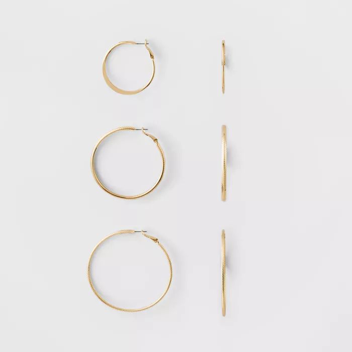 Hoop Earring Set 3ct - A New Day™ Gold | Target