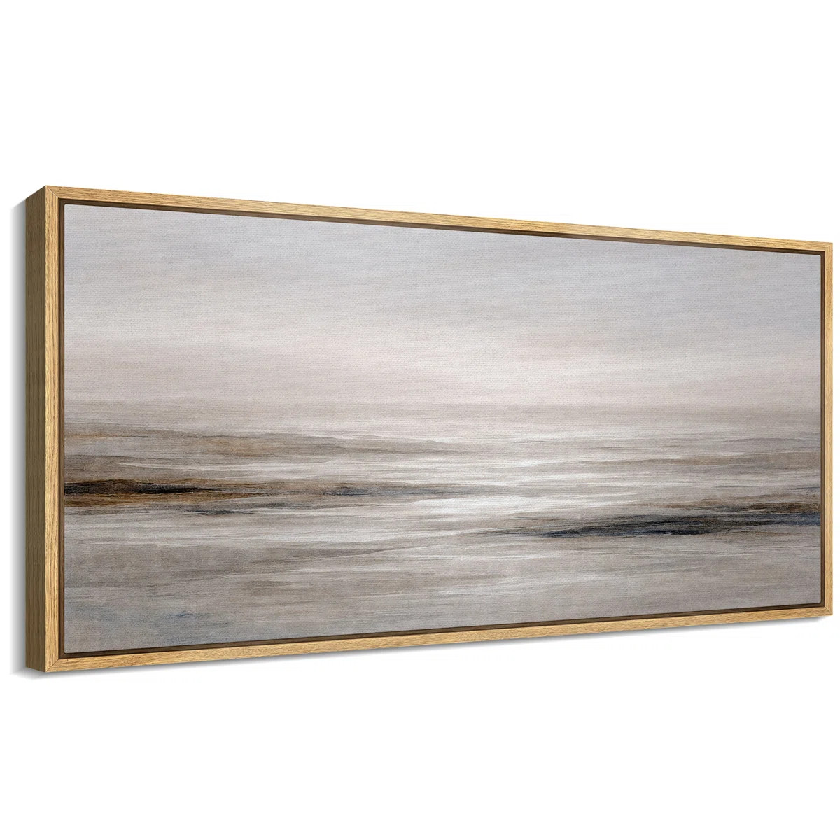 Abstract Neutral Coastal Horizon Landscape Artwork, Tranquil Living Room Pictures, Framed Canvas ... | Wayfair North America