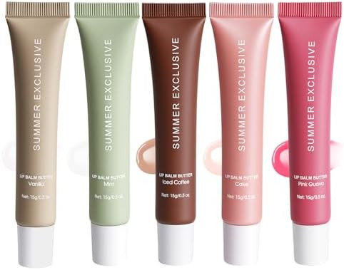 5 Color Summer Exclusive Lip Balm Butter,Tinted Lip Balm,Nourishing Lip Gloss with Natural Ingred... | Amazon (US)