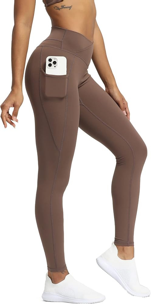 Aoxjox Trinity High Waisted Yoga Pants with Pockets for Women Tummy Control Cross-Waist Crossover... | Amazon (US)