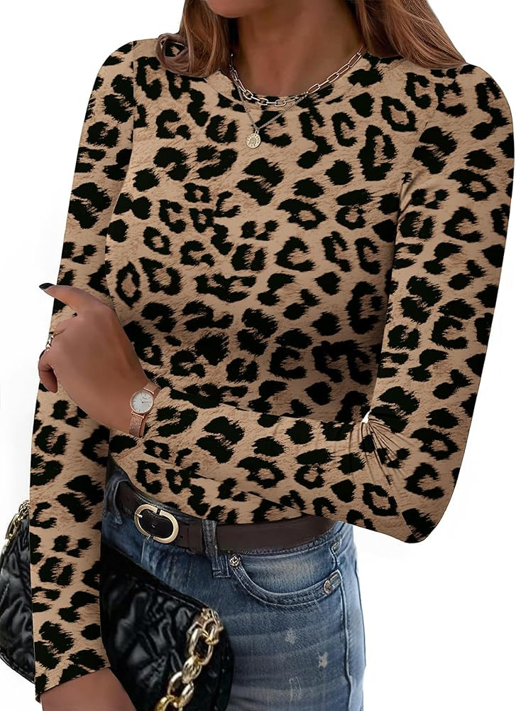 Zeagoo Women Long Sleeve T Shirts Crewneck Slim Fit Tops Going Out Fall Fashion Basic Tee | Amazon (US)