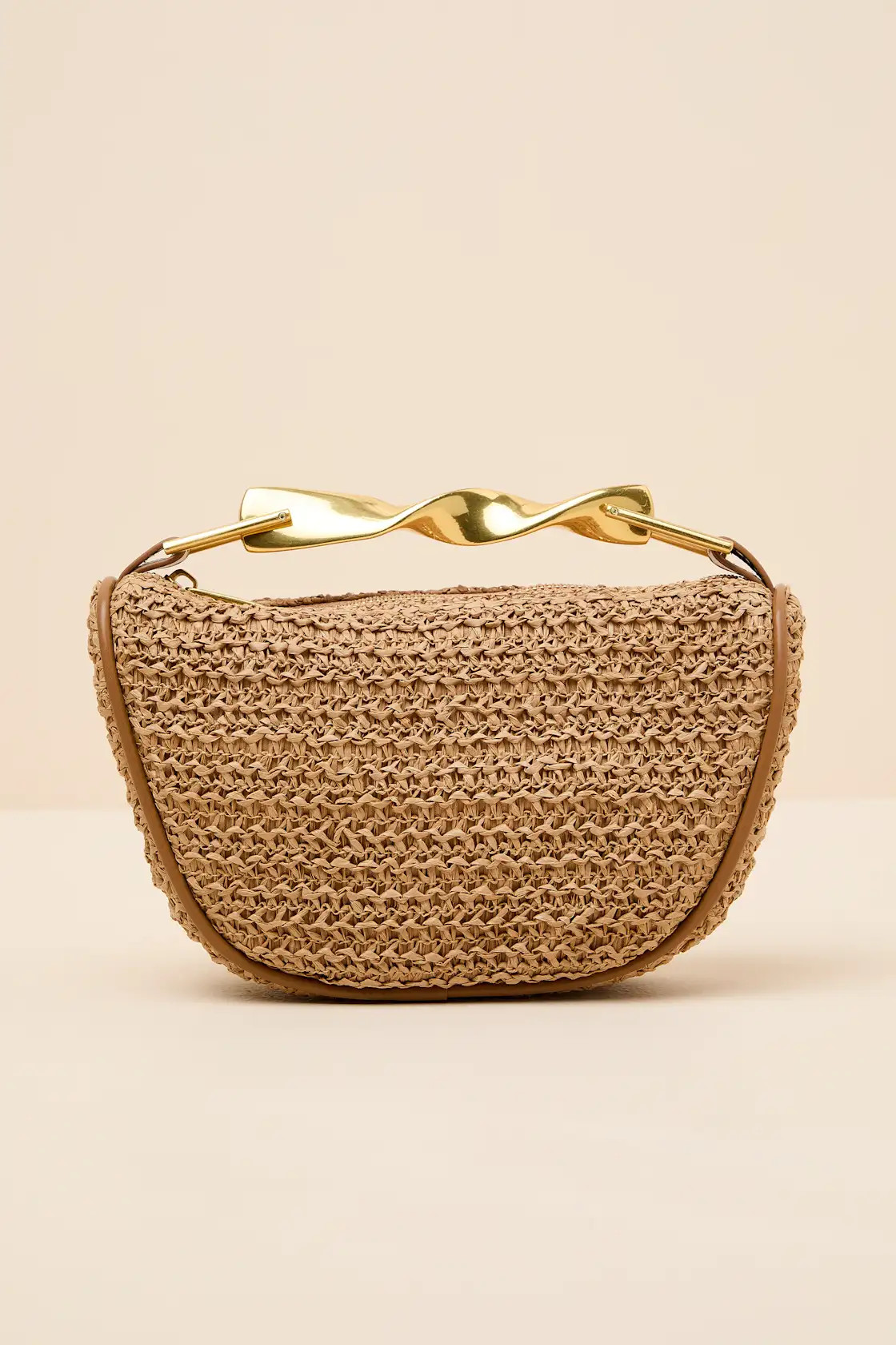 Delta Tan Raffia Twisted Handle Crossbody Handbag | Lulus