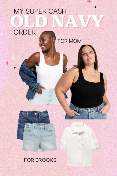 OLD NAVY SUPER CASH starts today and I snagged these couple things for me and Brooks! I already own this tank body suit in one other color and LOVE, so I snagged two basic colors. Run true to size! I ordered Tall. 

#LTKsalealert #LTKkids #LTKplussize