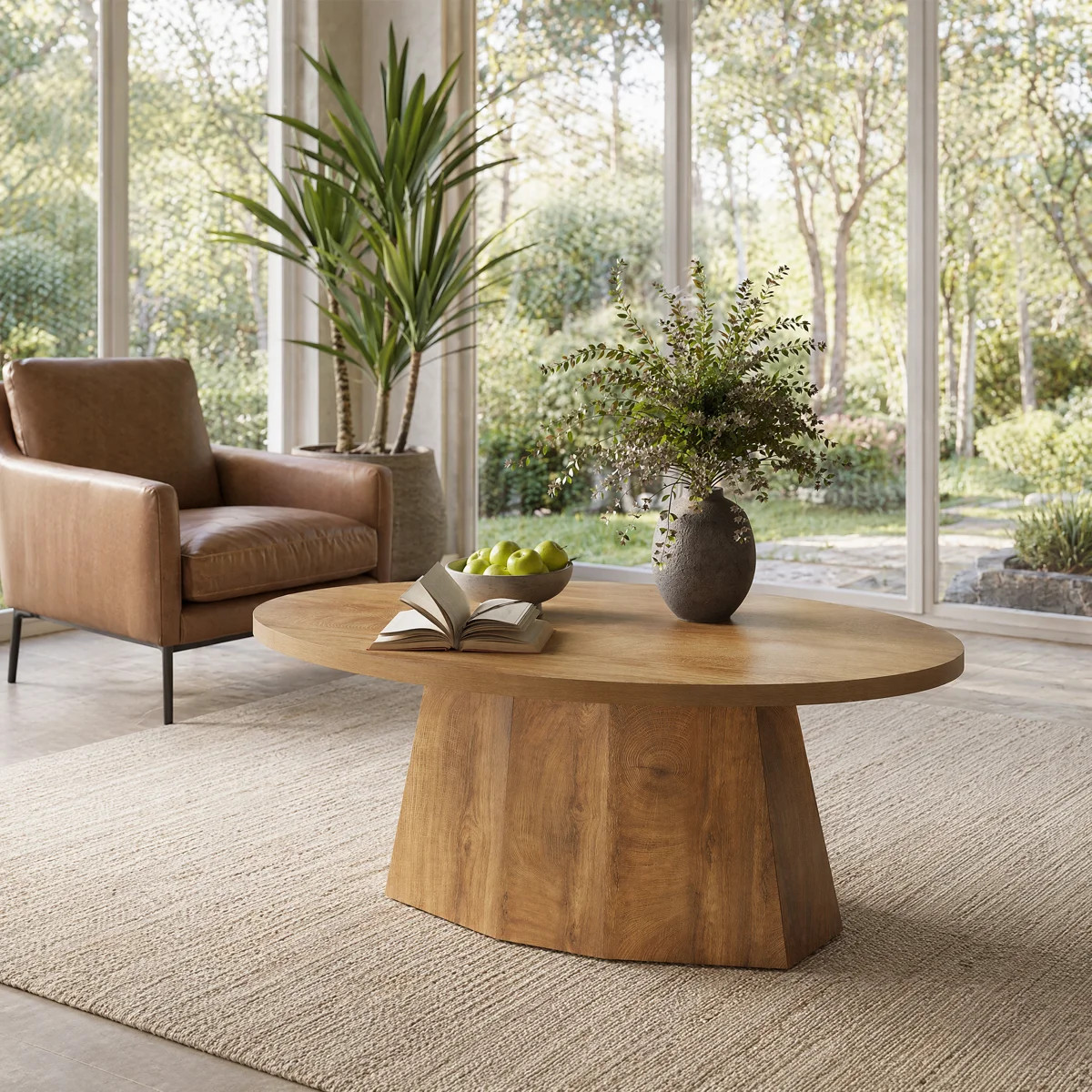47" Oval Coffee Table, Farmhouse Center Accent Table for Living Room | Wayfair North America