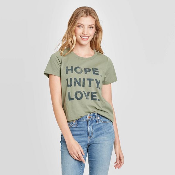 Target/Women/Women's Clothing/Tees & Tanks‎Women's Hope Unity Love Short Sleeve Graphic T-Shirt... | Target