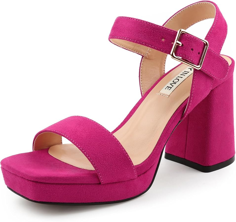 JOY IN LOVE Women's Chunky Platform High Heels Ankle Strap Block Heel Sandals | Amazon (US)