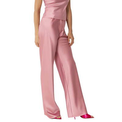 Self-Adore Olivette Satin Feel Wide Leg Pants in Blush Pink at Nordstrom, Size Large | Nordstrom