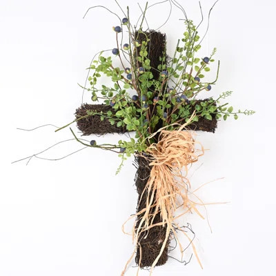 20" Berry Cross Wreath for Front Door | Wayfair North America