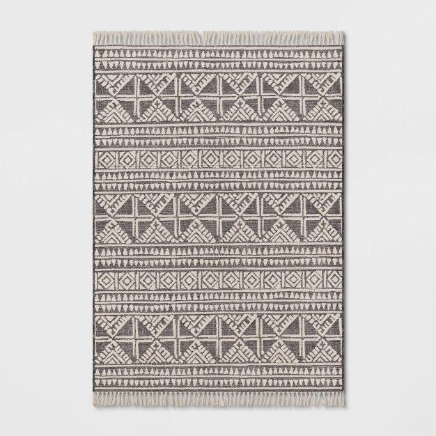 Tasseled Outdoor Rug Charcoal - Opalhouse™ | Target