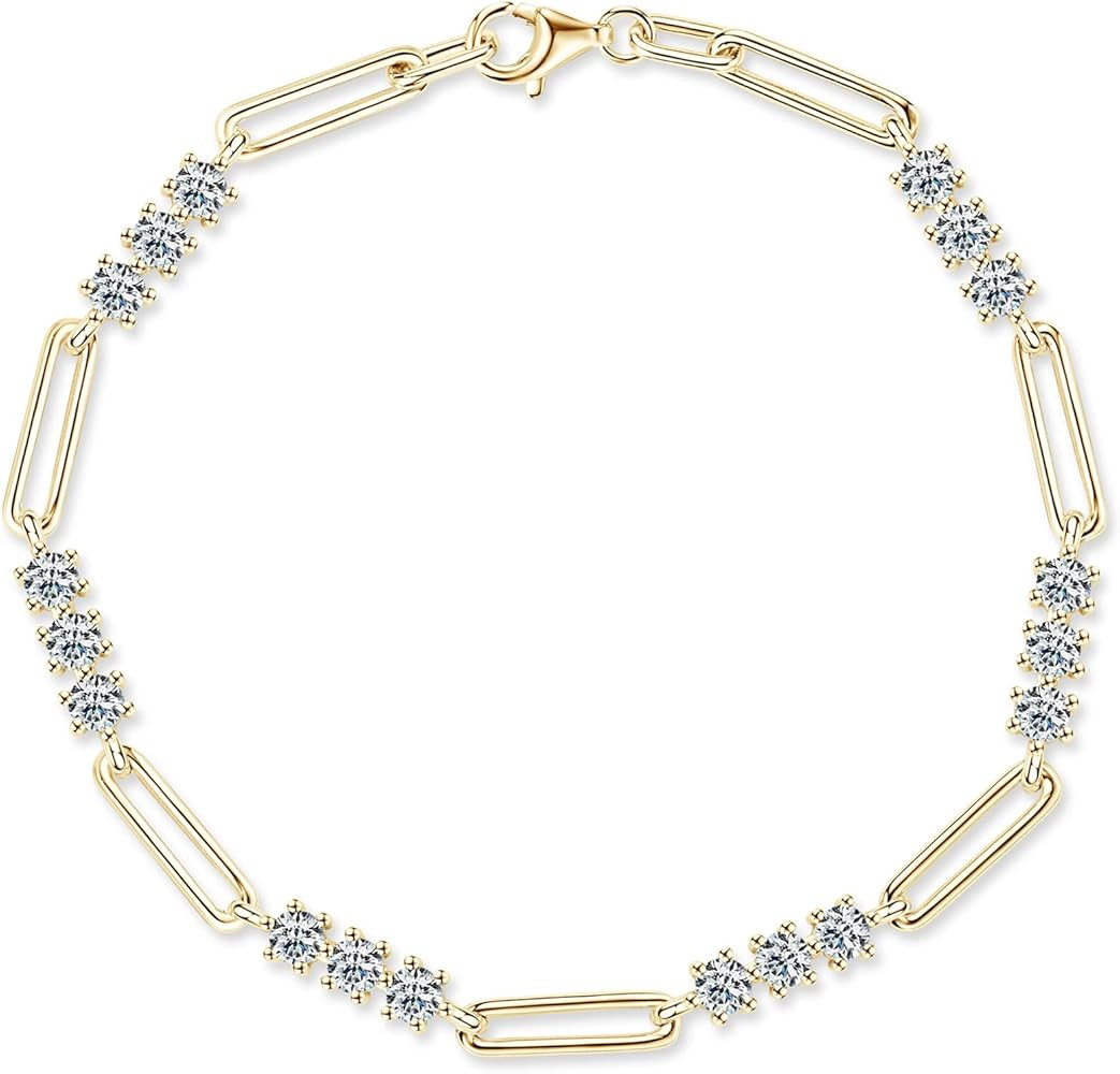 3mm Moissanite Tennis Bracelet, 1.8cttw D Color VVS1 925 Sterling Silver Bracelet fit 7" Below Wr... | Amazon (US)