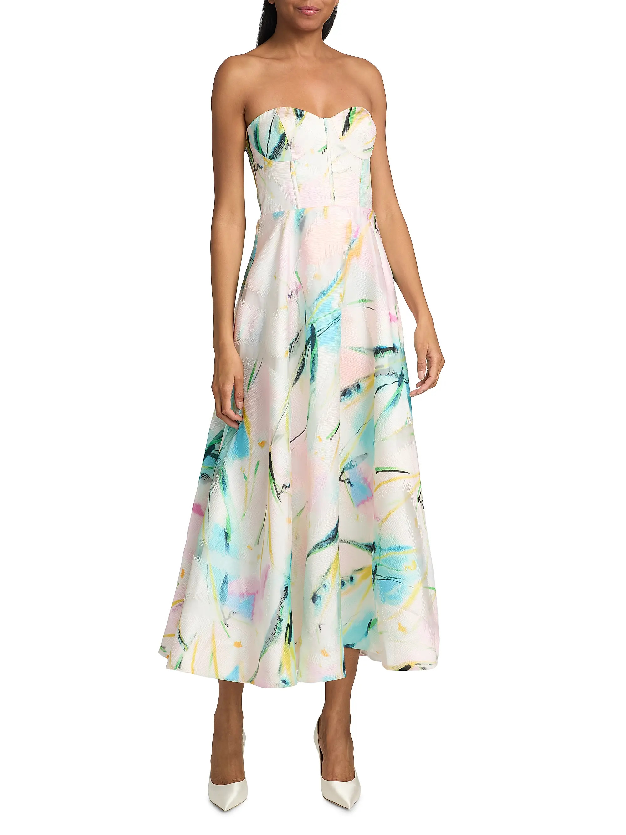 Mika Strapless Woven Midi-Dress | Saks Fifth Avenue