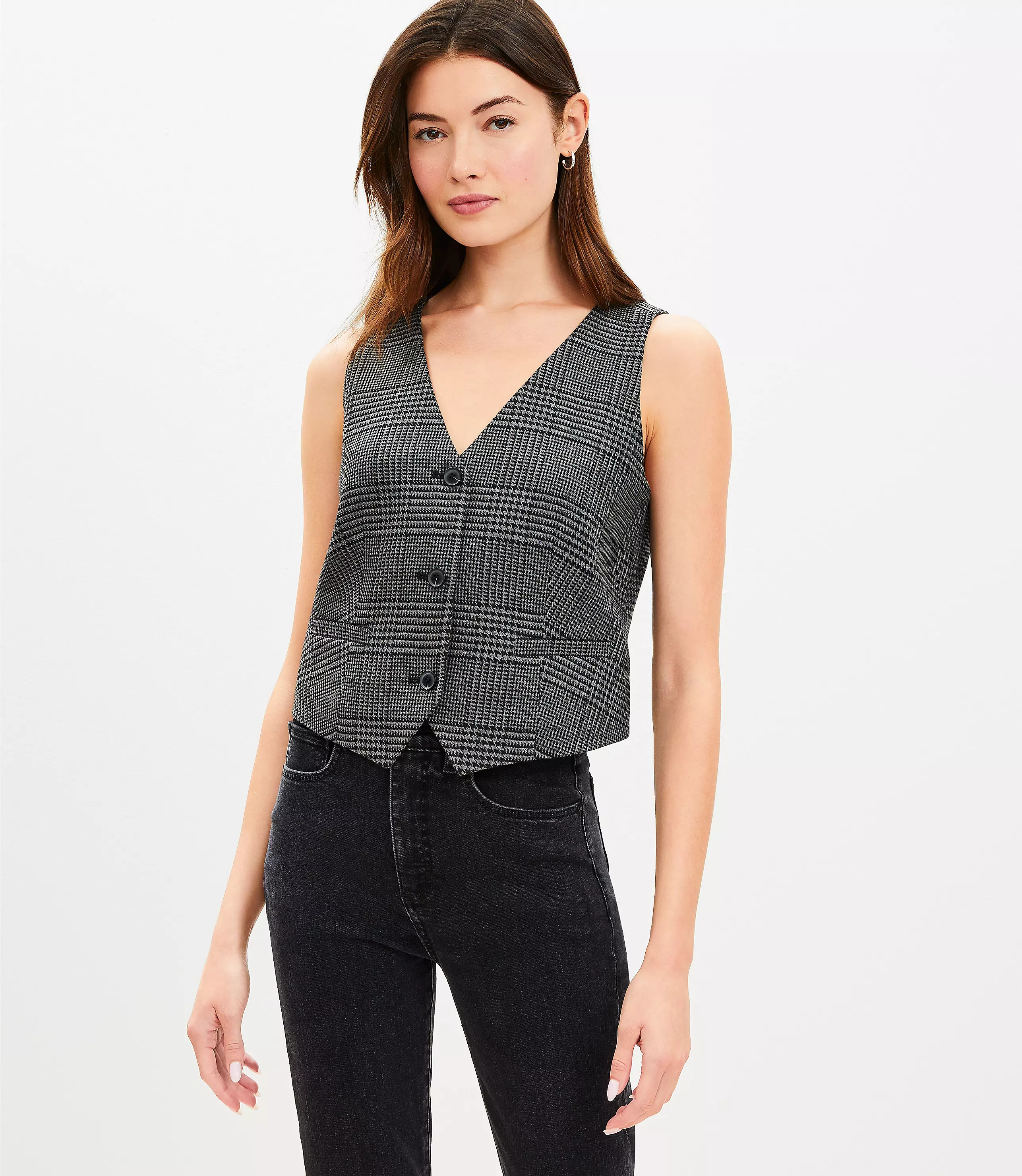 Petite Plaid Pocket Vest | LOFT