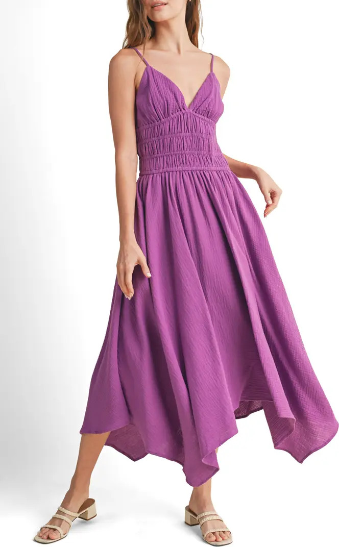 Smocked Handkerchief Hem Midi Dress | Nordstrom Rack