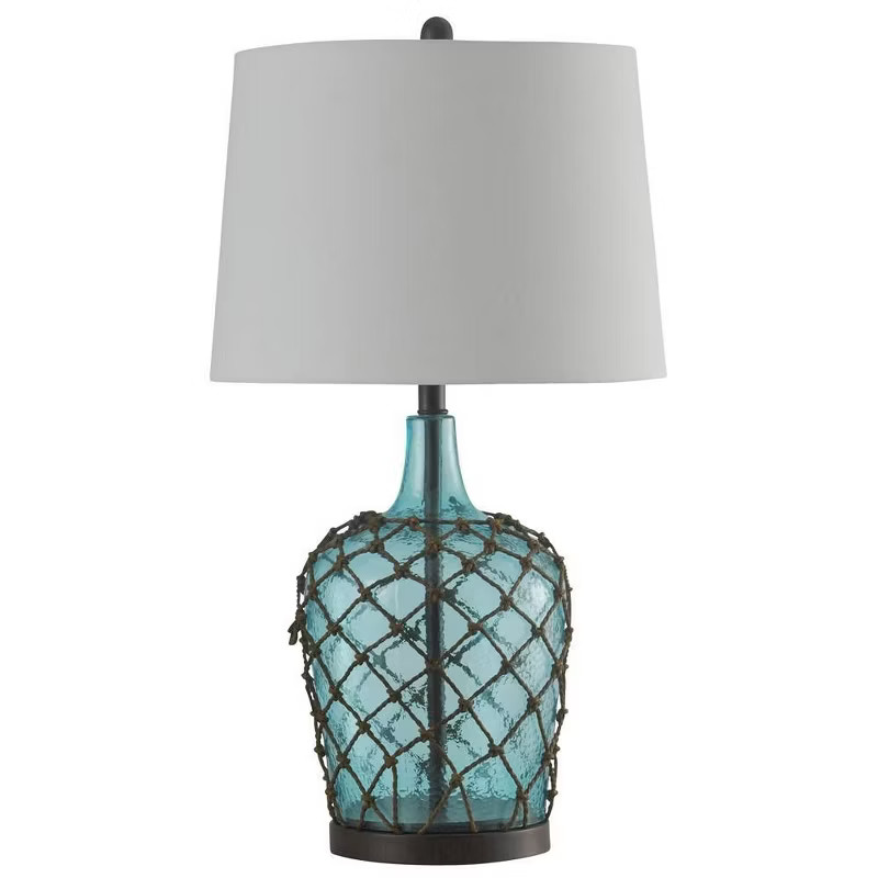 30" Cayos Rope Glass Table Lamp Blue - StyleCraft | Target