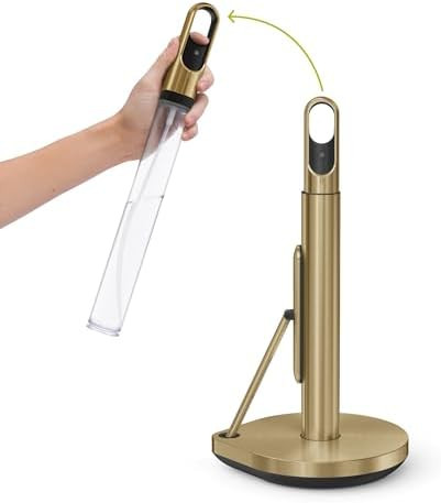 simplehuman Standing Paper Towel Holder with Spray Pump, Brass Stainless Steel, Gold | Amazon (US)