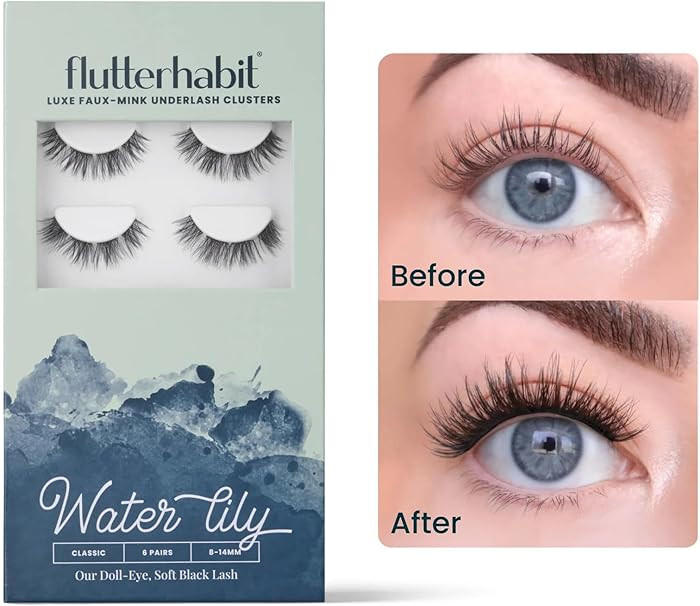 FlutterHabit Water Lily Lash Clusters for Women, Salon Quality At Home Eyelashes Extension Kit, 6... | Amazon (US)