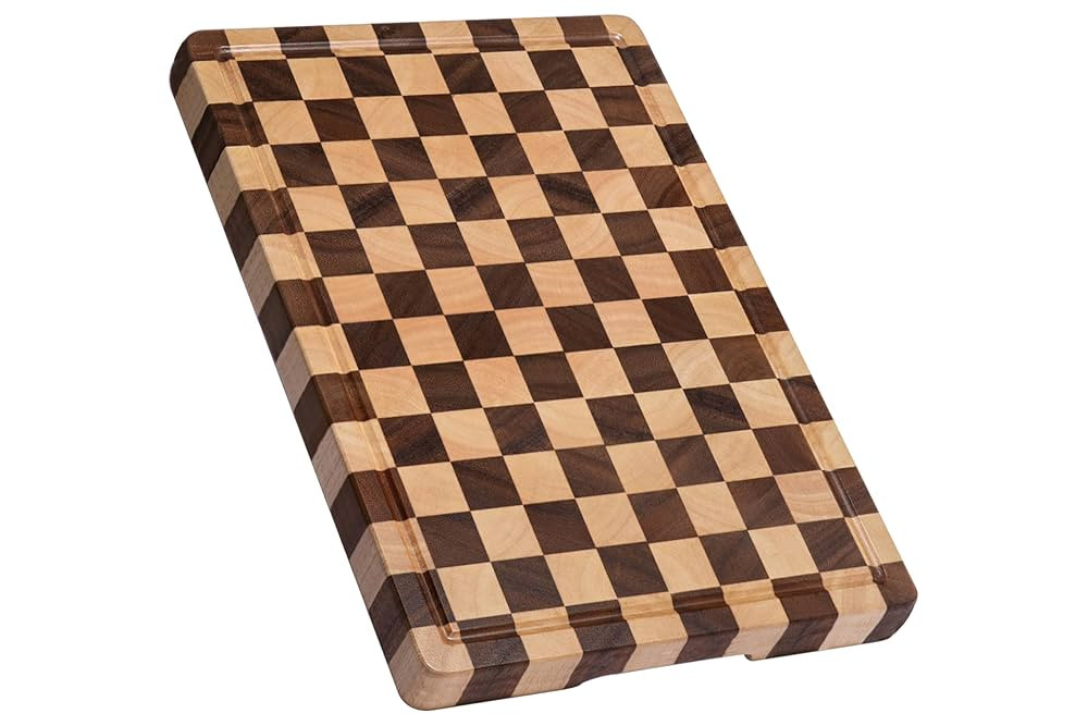 Cutting Boards for Kitchen, Design in USA Large Acacia Wood Chopping Board, Checkered Cutting Boa... | Amazon (US)