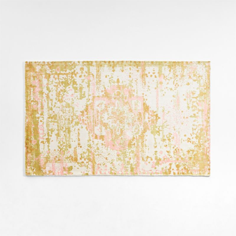 Gold Distressed Abstract Rug 4x6 + Reviews | Crate & Kids | Crate & Barrel