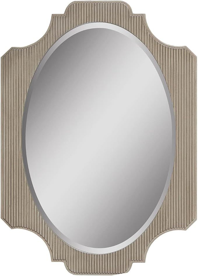 Jennifer Taylor Home Dauphin 26" Fluted Oval Vanity Wall Mirror, Grey Cashmere | Amazon (US)